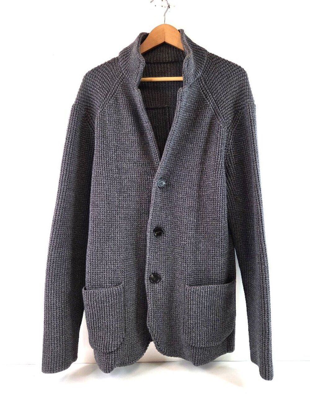 Maurizio Baldassary Mens Gray Wool Knit Cardigan Sweater Size 52 Italy